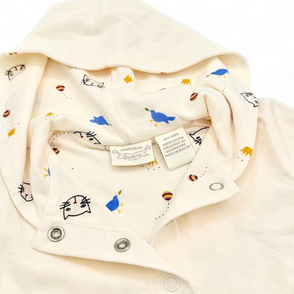 Nordstrom Baby Knotted Lined Hoodie Unisex Once Upon A Time Jacket Cream Newborn - Picture 3 of 8